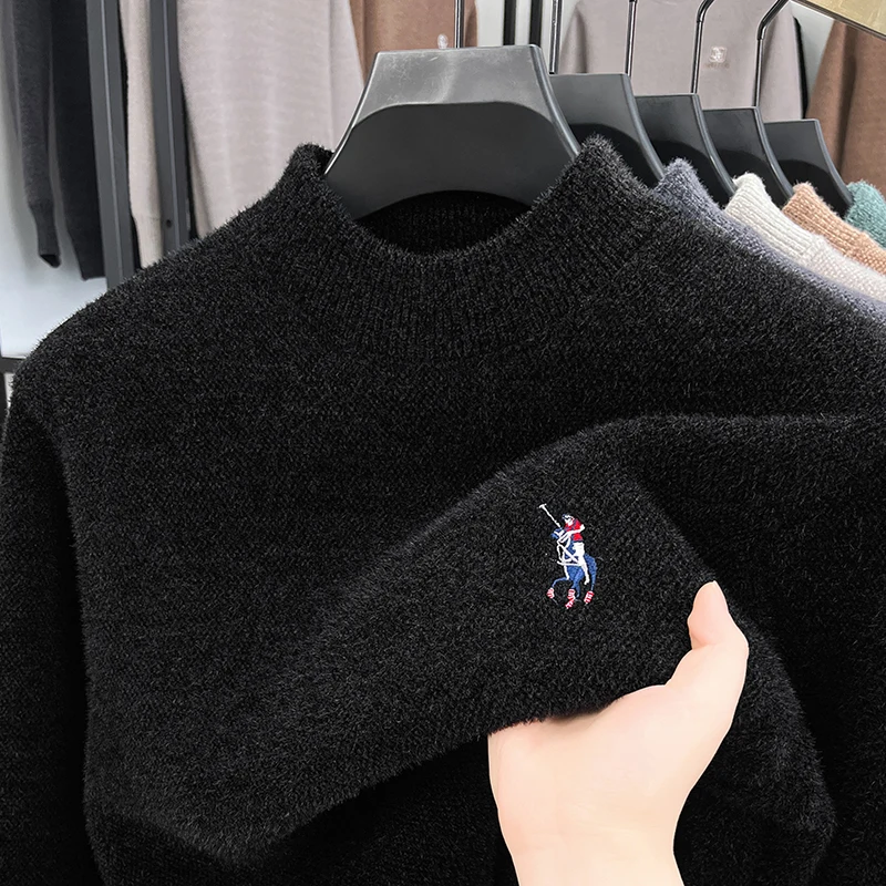 المصمم الجديد المهر المطرزة الرجال سترة الراقية الفاخرة العلامة التجارية الراحة جولة الرقبة عارضة الدافئة الأزياء بول بلوفر مغزول #3