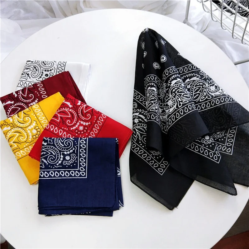 Outdoor 55cm Cotton Square Scarf Women Men Paisley Print HipHop Bandanas Scarves Headband Accessories Handkerchief Hair Mask