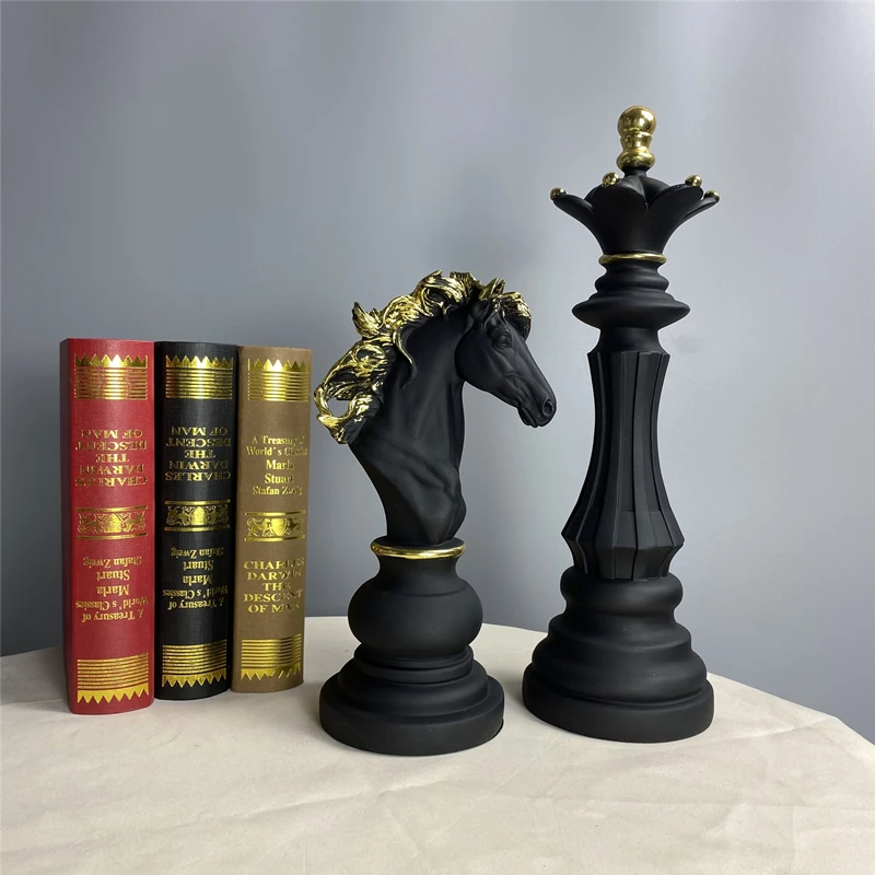 Vivead Resin Chessman Ornament International Chess Objects King Queen Knight artigianato Home Office Desktop Decor accessori