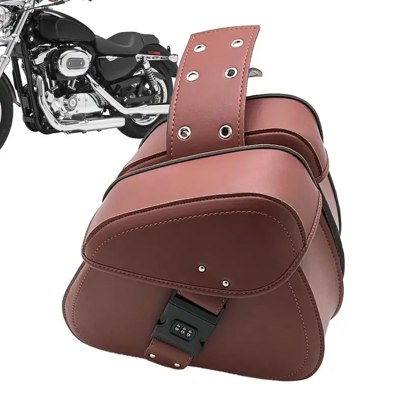 

detachable motorcycle side bags PU Leather Motorcycle Storage Bags Motorcycle Tool Bag Water-Resistant Motorcycle Tail Bag