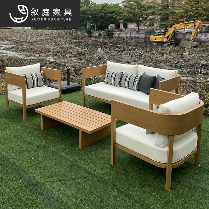 Outdoor courtyard, garden, outdoor leisure sofa, outdoor homestay hotel, creative imitation wood design, waterproof and sunproof