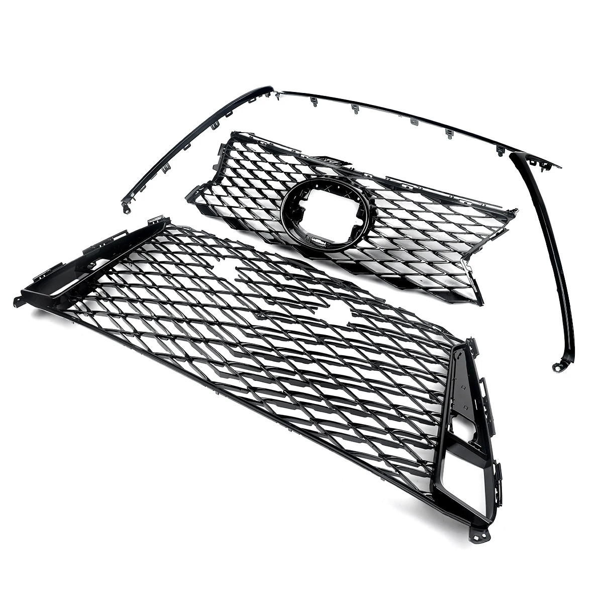 Lexus IS200 IS350 IS300h F-Sport 2017-2022 용 Magickit 그릴 어셈블리 광택 검정색 앞 범퍼 상단 및 하단 그릴 바디 키트