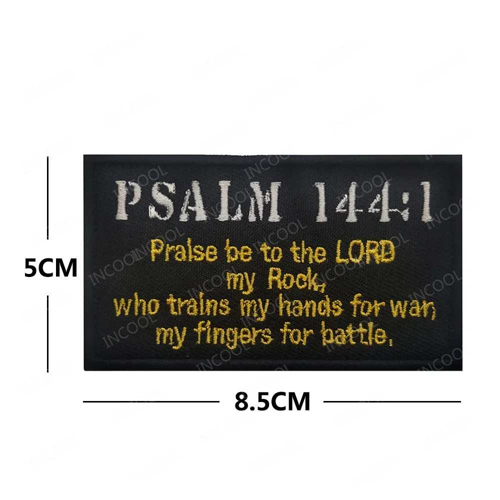 Bible Hymns Inspirational Psalm Embroidered Patches 144:1 BNW Joshua 1:9 Combat Badge Be Strong and Courageous Fastener Patches