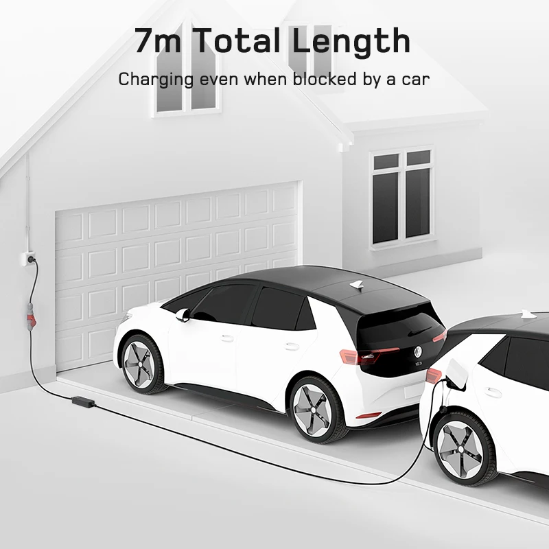 dé de EV cavo di ricarica tipo 2 11kW CEE 16A 3 fasi 7m cavo di prolunga Wallbox per veicoli elettrici EVSE con adattatore spina ue