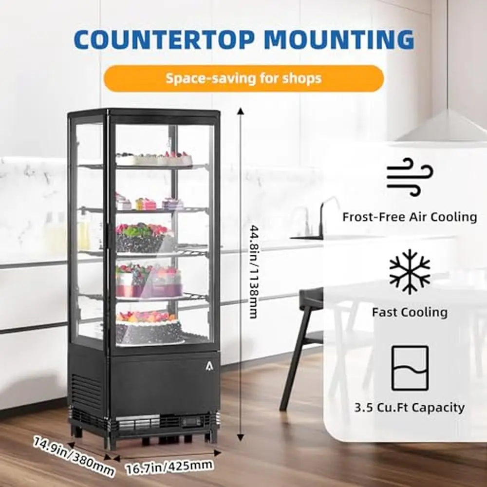 LED Refrigerated Countertop Pastry Display Case Efficient Cooling Flexible Storage User-Friendly Design