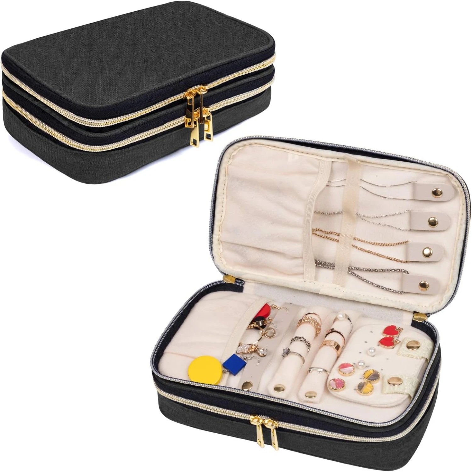

ith this chic and practical jewelry case. Stay organized and stylish on the go with our luxurious and compact travel jewelry org
