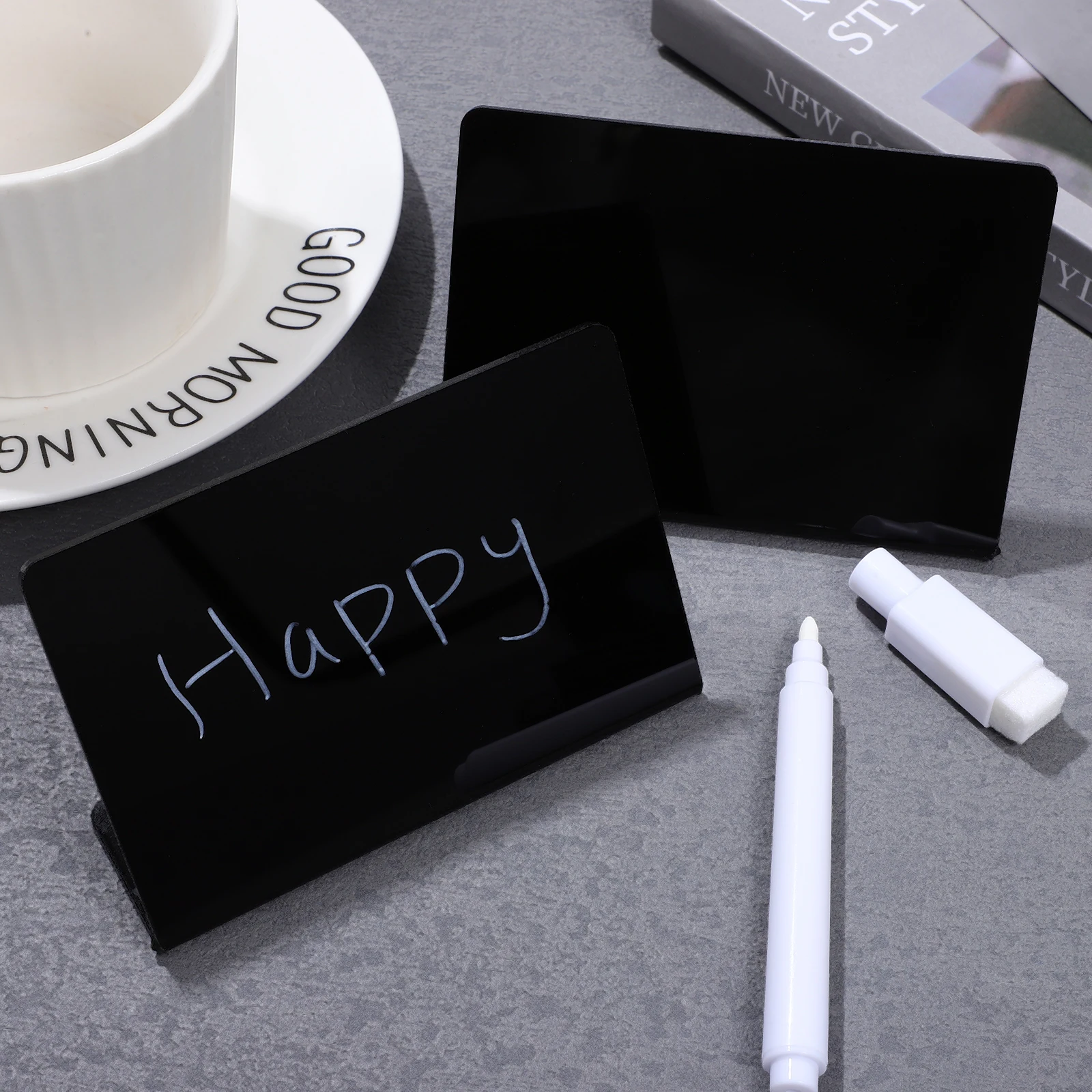 

10 pcs Acrylic Chalkboard Signs Small L Shaped St Sign for Buffet Table Food Labels Party Weddings Reusable