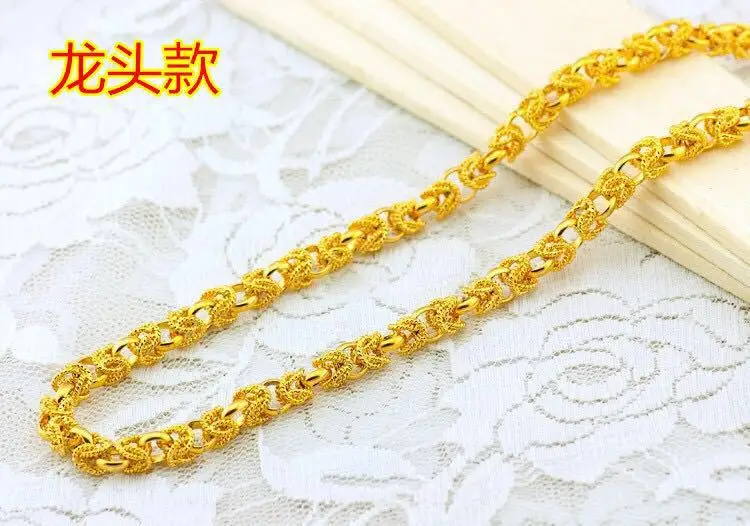 Thick Round Bead Necklace for Men, 24K Gold, AU999 | Matte beads with 