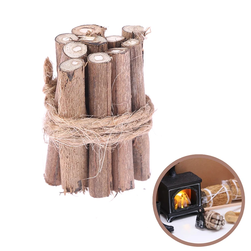 1Bundle 1:12 Dollhouse Miniature Bonfire Firewood Model Party Living Scene Decor Toy Doll House Accessories