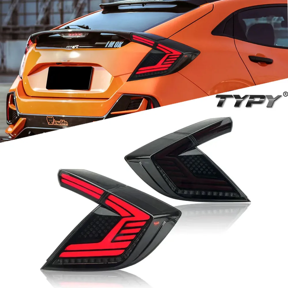 

TYPY Автомобильный стайлинг TailLamp в сборе для Honda Civic Type R Hatchback 2016-2021 Обновление до NEW динамический поворот лампы автомобиля LED TailLamp