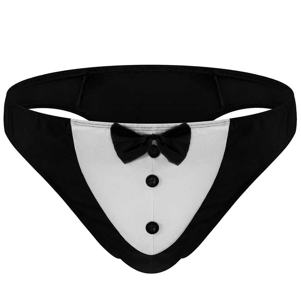 

Men Sexy Lingerie Bow Tie Briefs Lounge Underwear Low Waist Role Play Panties Comfortable Thongs Seamless G-strings Underpants
