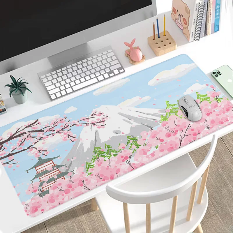 

Коврик для мыши Pink Cherry Blossom Sakura Gamer XL, большой коврик для компьютерной мыши XXL, мягкий коврик для настольной мыши из натурального каучука