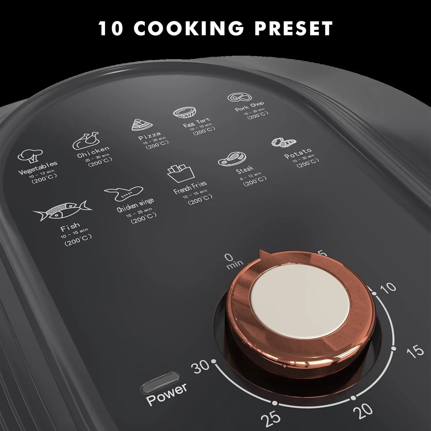 Freidora de aire inteligente y compacta, dispositivo sin aceite, temporizador y Control de temperatura, 200 °F, tecnología de bloqueo de sabor