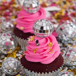 Disco Ball Cake Toppers 70s Disco Birthday Party Decorations Mirror Silver Ball Topper Retro Disco Themed Dance Party Supplies