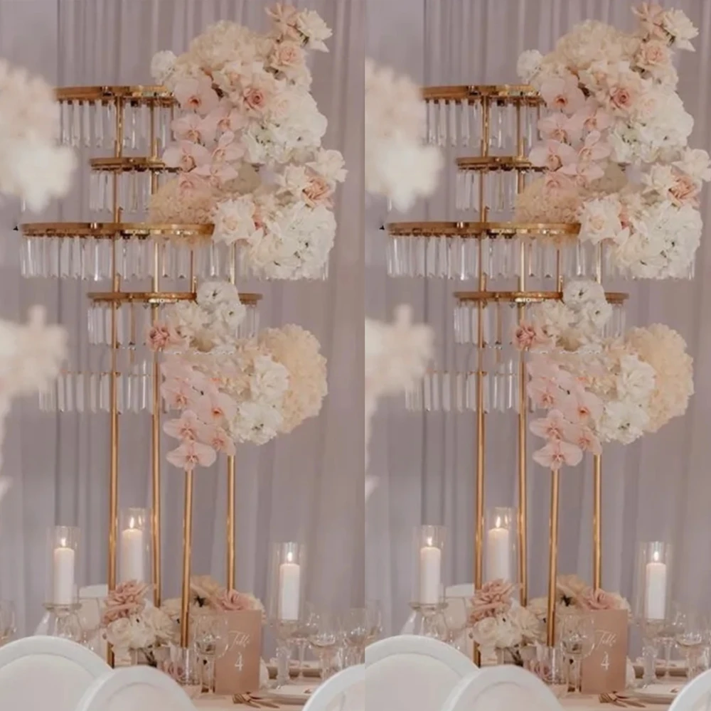 2-6pcs)70-130cm)Wedding Arch Tall tree Stand centerpieces Chandelier Pole Hanging Gold Chandelier Walkway Stand stand
