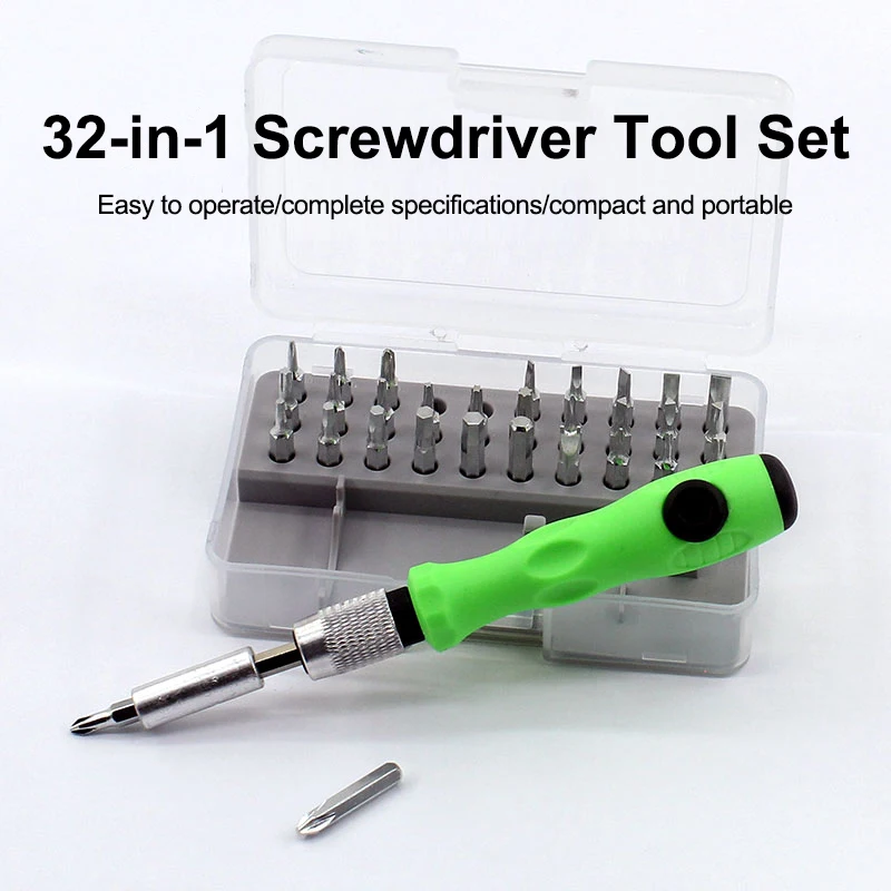 non-slip 32-in-1 Precision Screwdriver Set Phillips Bits Multifunctional Hand Repair Tool Kit for Phone Watch Glasses PC