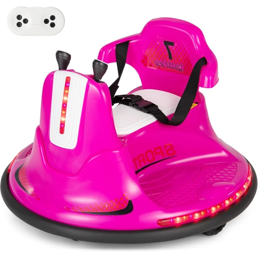12V 유아용 범퍼카 (1-3세) 아기용 전동 범퍼카, 듀얼 조이스틱, LED 플래시 라이트 및 360도 회전 전동차