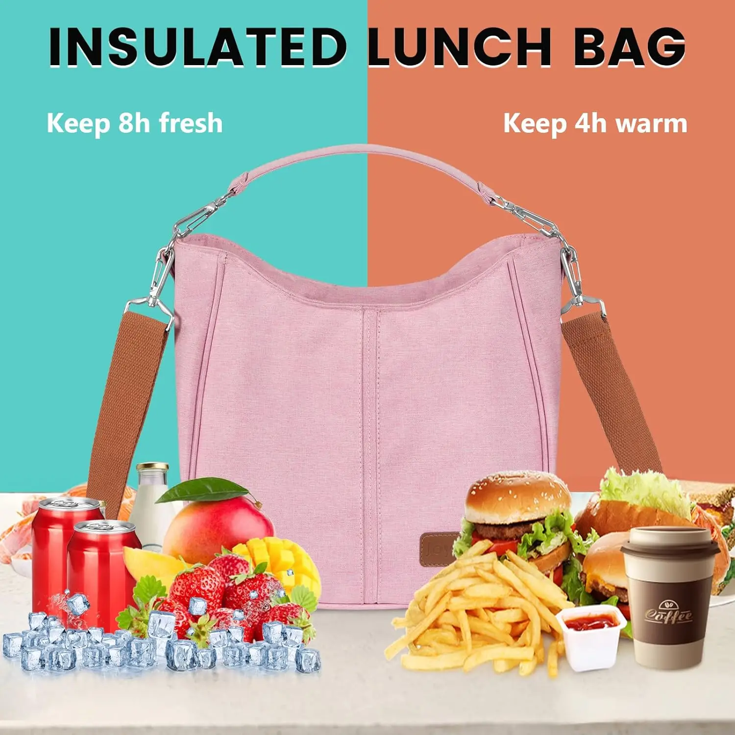 Lunch Box for Women, Large Insulated Adult Lunch Box, Reusable Leakproof Cooler Tote Bag with Adjustable Shoulder Strap for Work