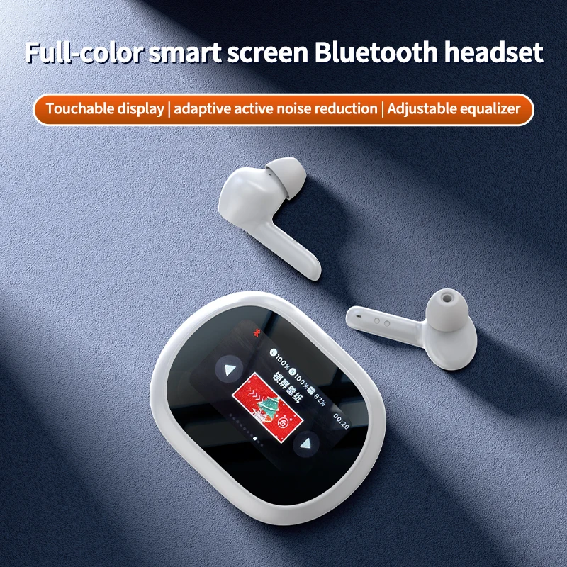 Intelligent display color screen touch wireless Bluetooth earphones wireless in ear call noise reduction music gaming headphones