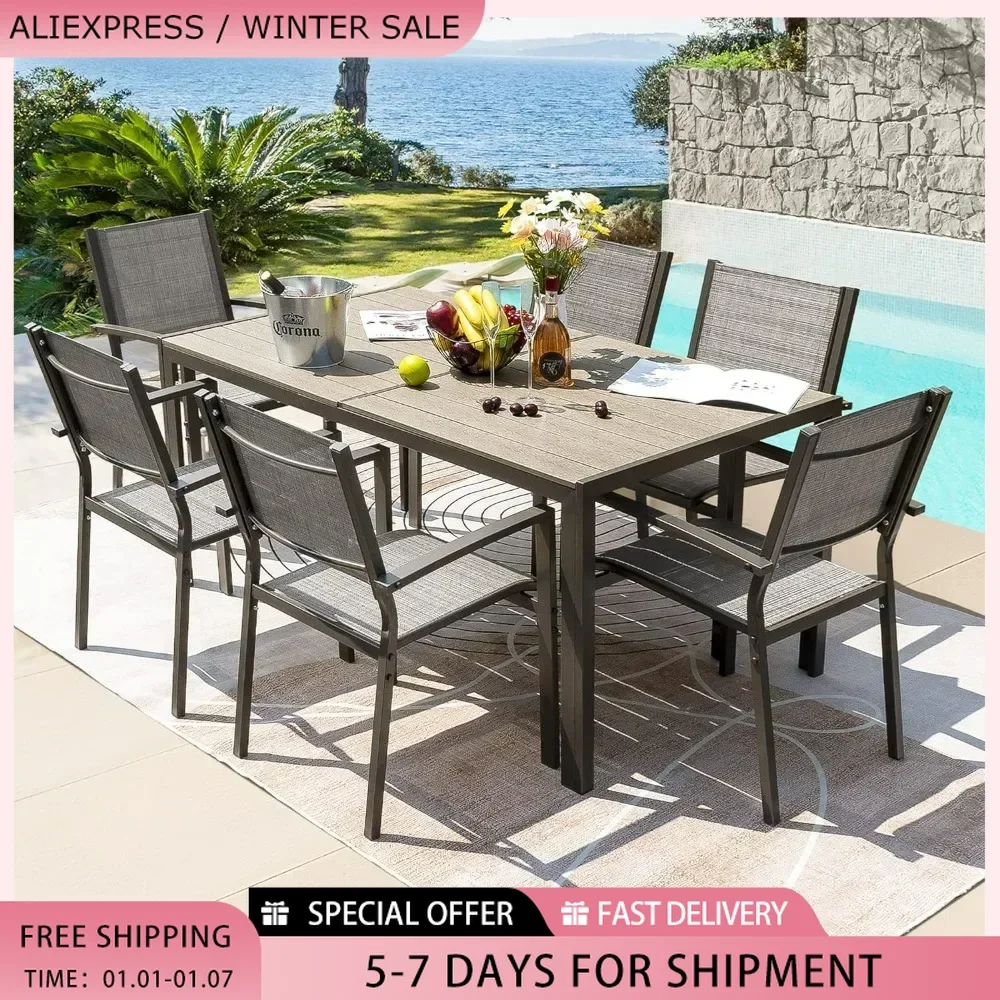 7 Piece Patio Dining Set Outdoor Furniture Set with Weatherproof Table and for Garden Terrace Dining Outdoor Furniture Set