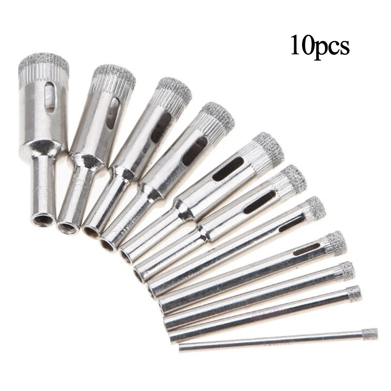 

10pcs 3-18mm Round Shank Brazed Ceramic Marble Granite Vitrified Tile Hole Opener Diamond Dry Drill Bit Hole Saw Cutter