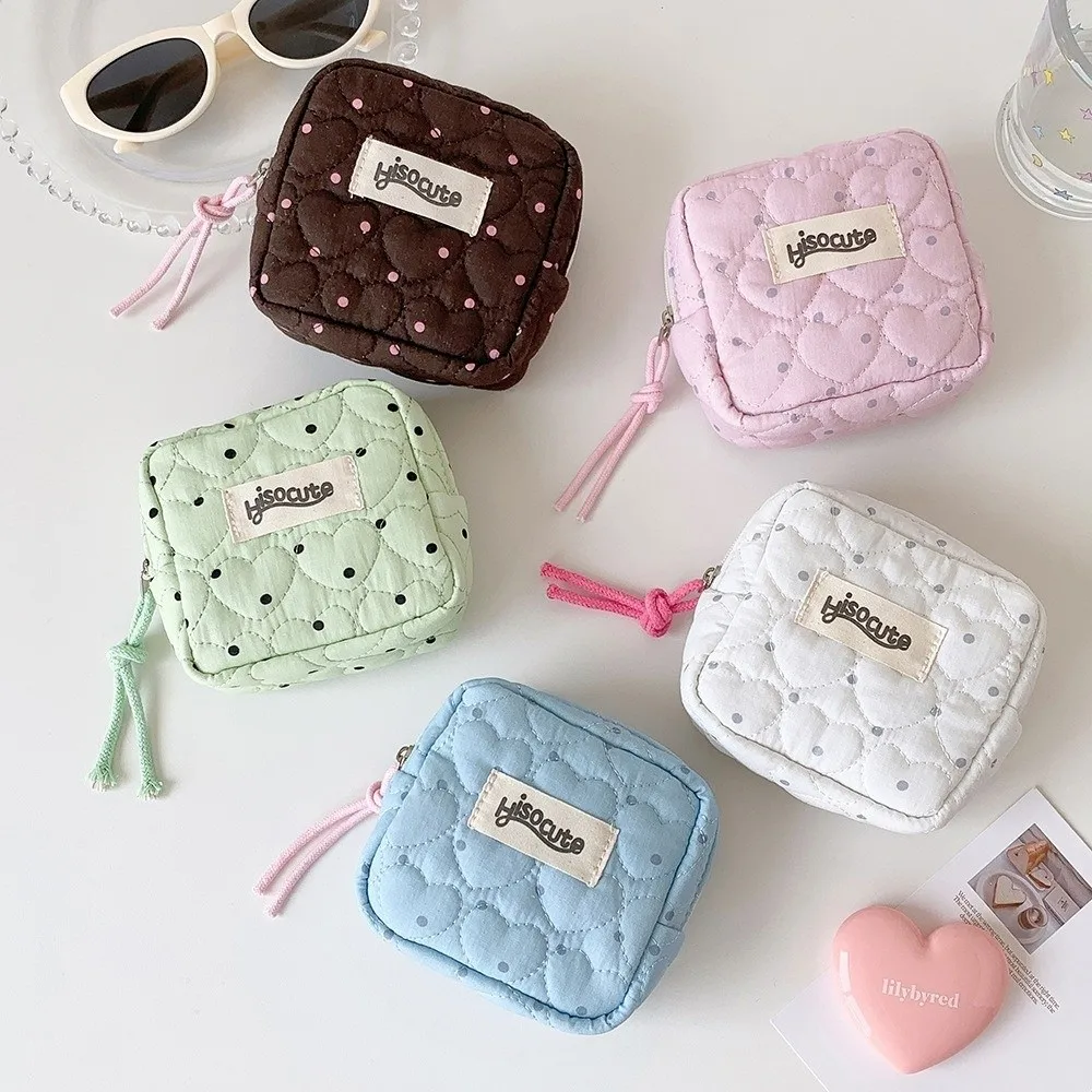 New Multipurpose Cosmetic Bag Large Capacity Polka Dot Small Lipstick Pouch Sanitary Napkin Storage Bag Women Girl