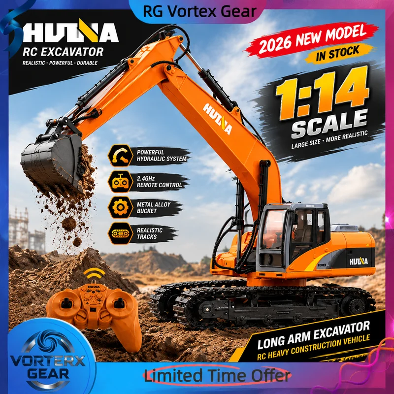 【In Stock】Hot Huina 1551 Remote Control Excavator1:14 Alloy Long Arm Excavator Boy Electric Toy Engineering Vehicle Model Toy