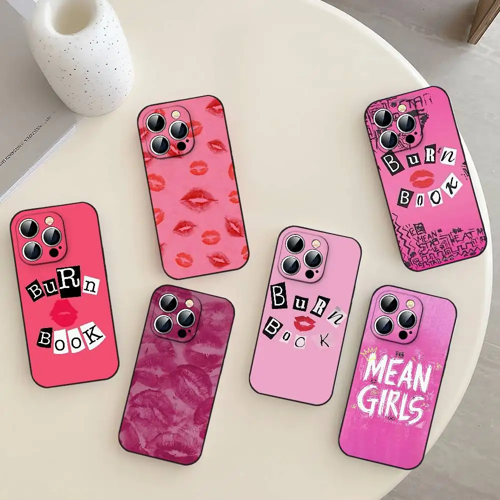M-Mean G-Girls Burn Book Funda para teléfono TPU suave y agradable para la piel para iPhone 17/16/15/14/13/12/11 Series: PRO, MAX, PLUS, Mini