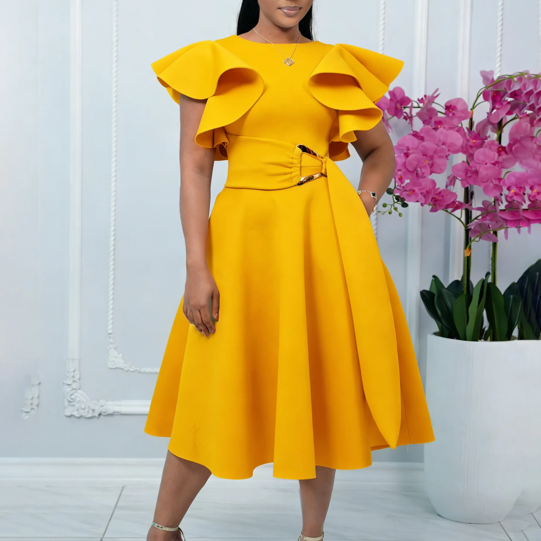 Elbise Kadın Orta Uzunlukta El - French Vintage Floral Midi Dress incelemesi ve fiyatı
