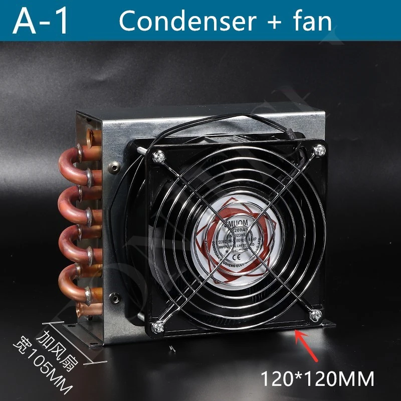 Small With Shell Condenser Radiator Refrigerator Freezer Air Cooled Water Cooled fan Aluminum Fin Copper Tube Heat Exchanger