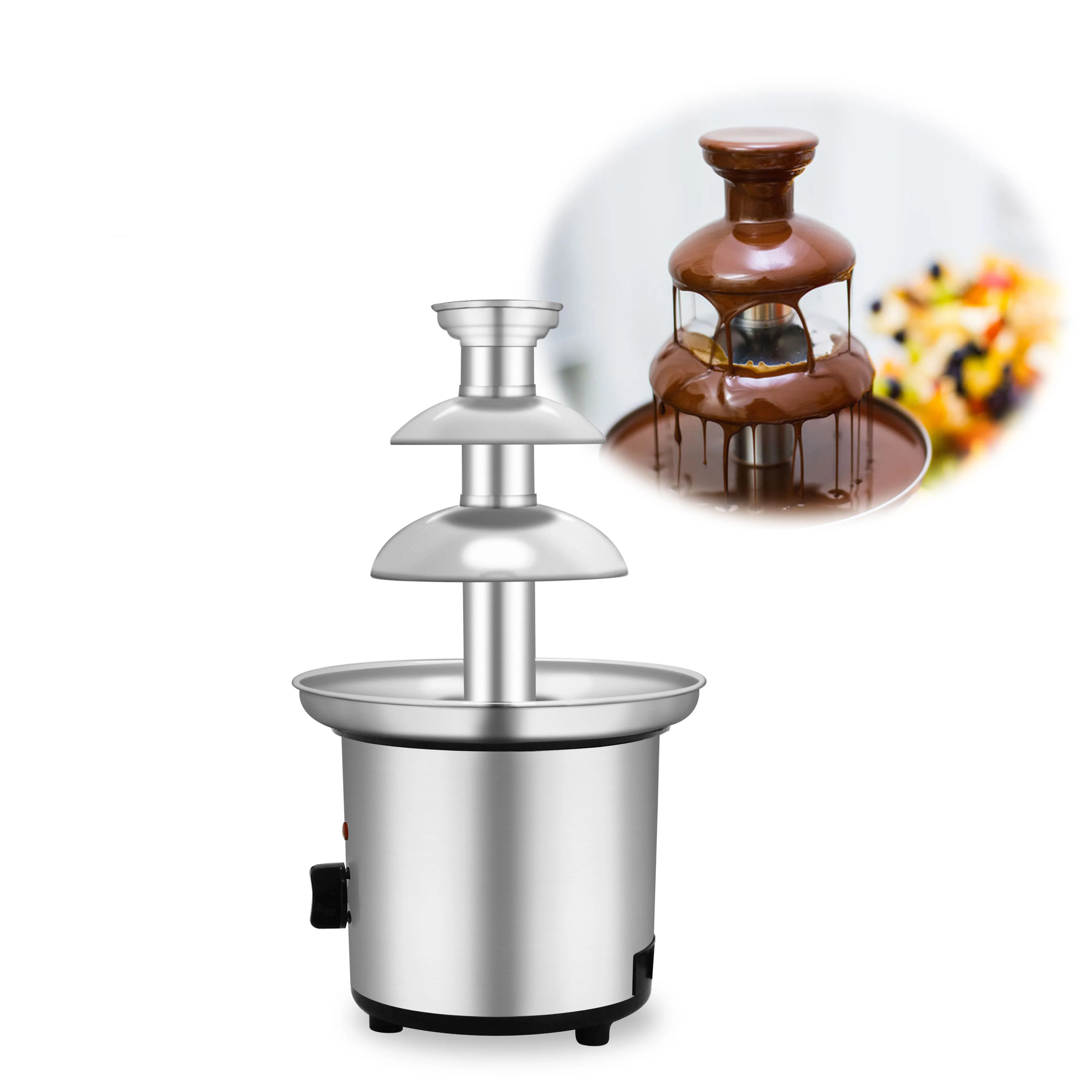 Mini Electric 3-Tier Chocolate Fondue Machine New & Used for Home Restaurant Bakery with Core Motor Component