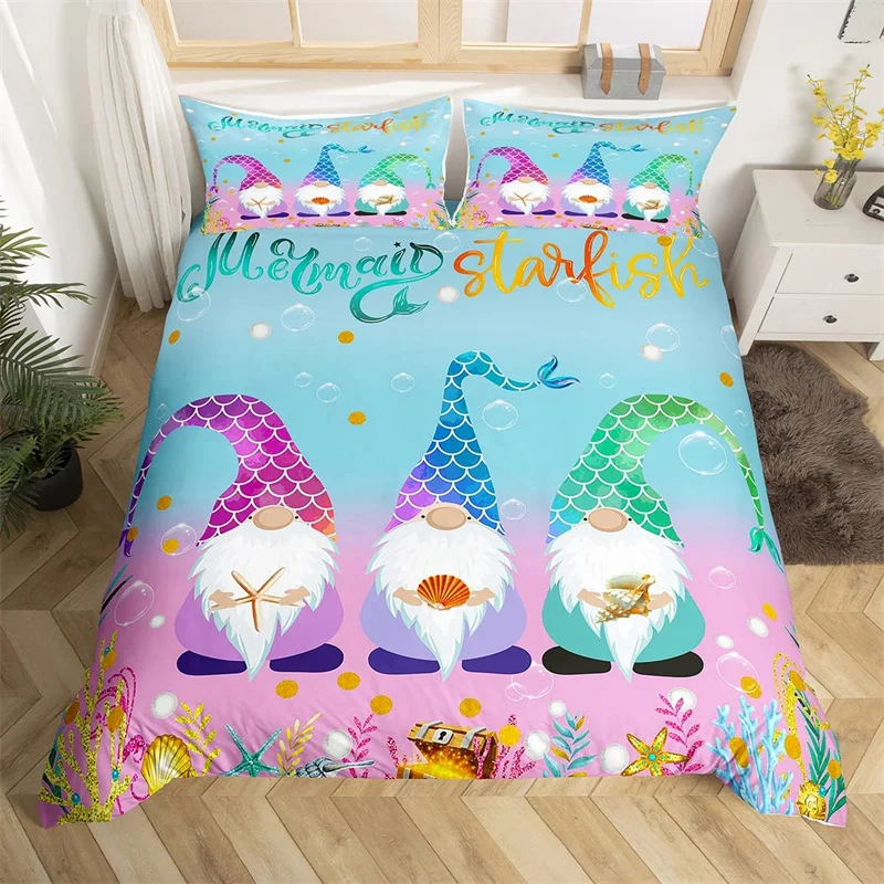 

Christmas Duvet Cover Single Queen Santa Claus Bedding Set Microfiber Mermaid Tail Comforter Cover Christmas Gnome Quilt Cover