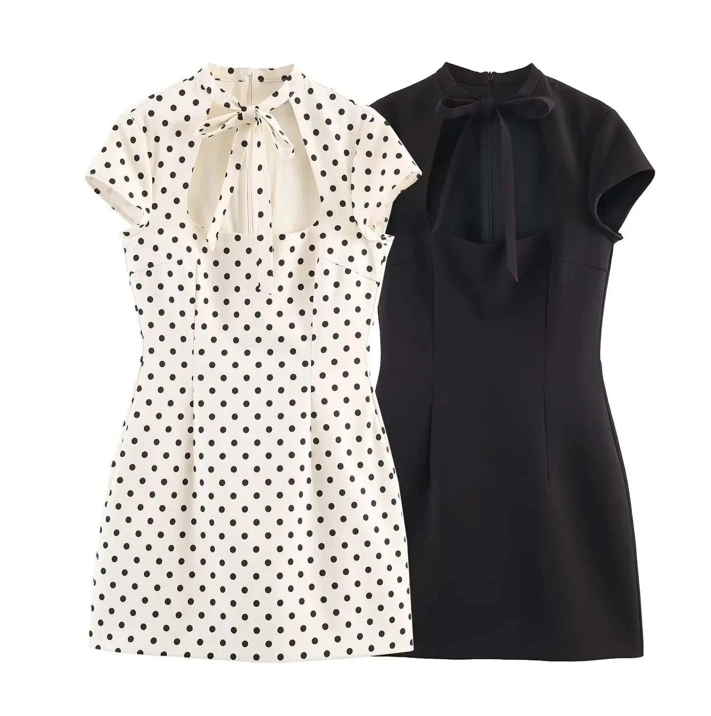 

Женское летнее модное универсальное двухцветное короткое платье с бантом, элегантное, сексуальное, с коротким рукавом, для вечеринок