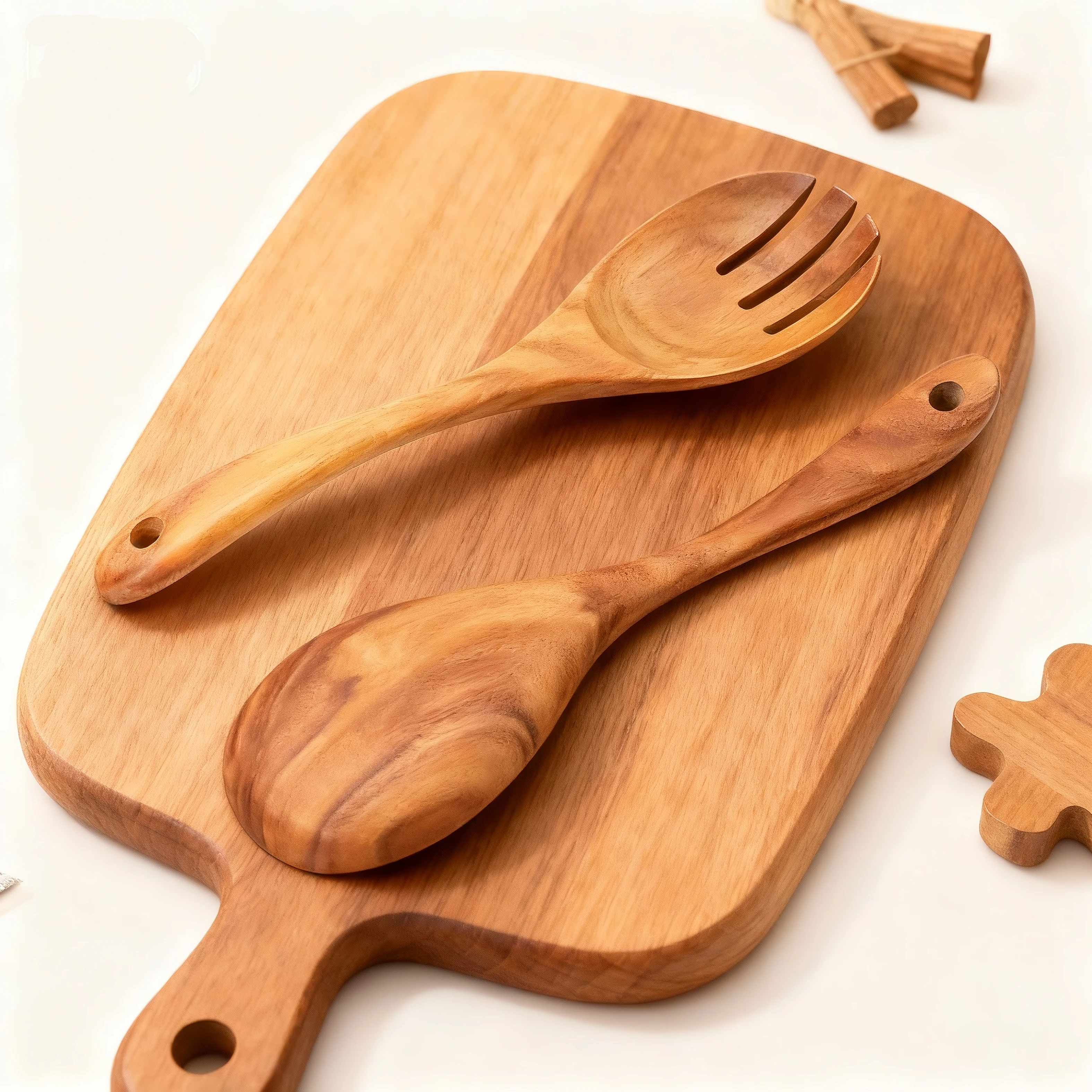 Juego de tenedor cuchara para ensalada de madera, utensilios ecológicos, vajilla, cucharas grandes para servir cena, servidores de ensalada, herramientas de cocina, 2 uds.