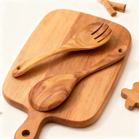 2pcs Wooden Salad Spoon Fork Set Eco-friendly Utensils Tableware Large Dinner Serving Spoons Salad Servers Cooking Kitchen Tools