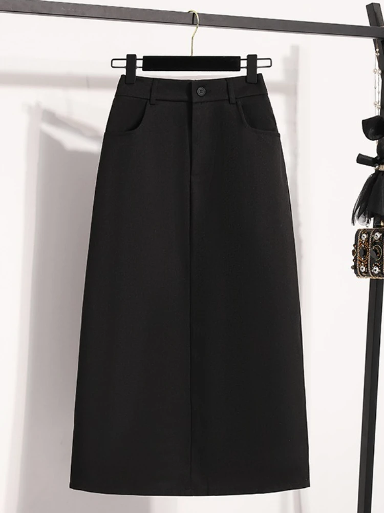 Suit Half-body Skirt Women's Large Size Autumn New Fashion Elegant Commuting Medium-length Package Hip Skirts Loose A-line Skirt image 4