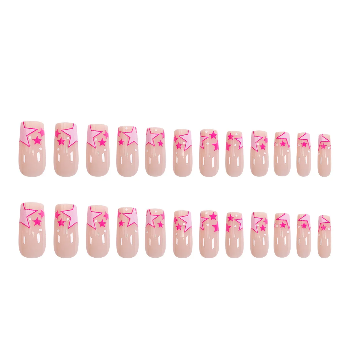 Pink Ballerina Fake Nails Five-pointed Star Design Long Ballet Press on Nails Full Cover Wearable False Nail for Women y2k Girls