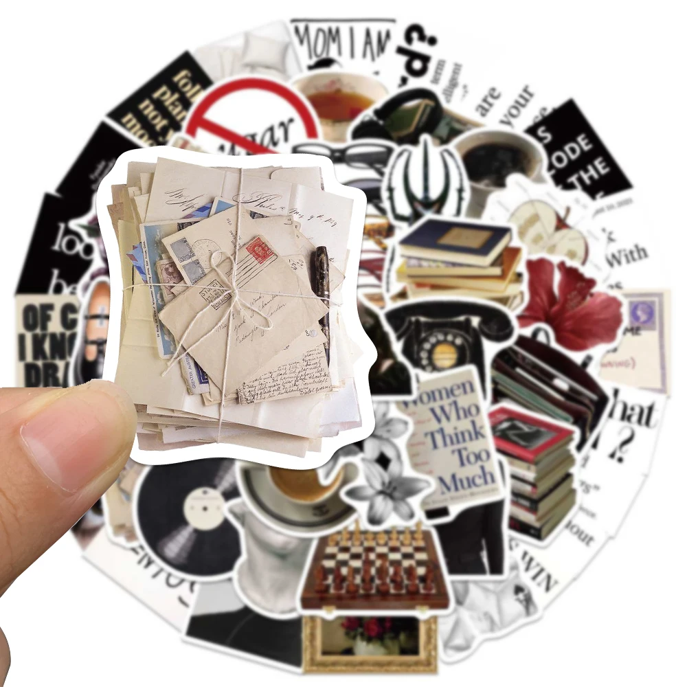50 Stück Dark Museum Ästhetische Aufkleber, Vintage Literarische Frauenempowerment-Sticker für Laptop, Skateboard, Handyhülle, Scrapbook-Aufkleber – Detail 4