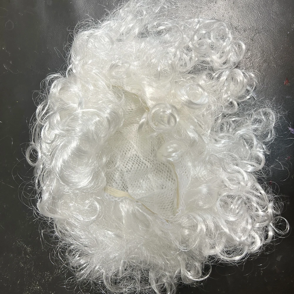 جودة عالية سانتا كلوز شعر مستعار عيد الميلاد كرنفال تأثيري قبعة الشعر المجعد التبعي