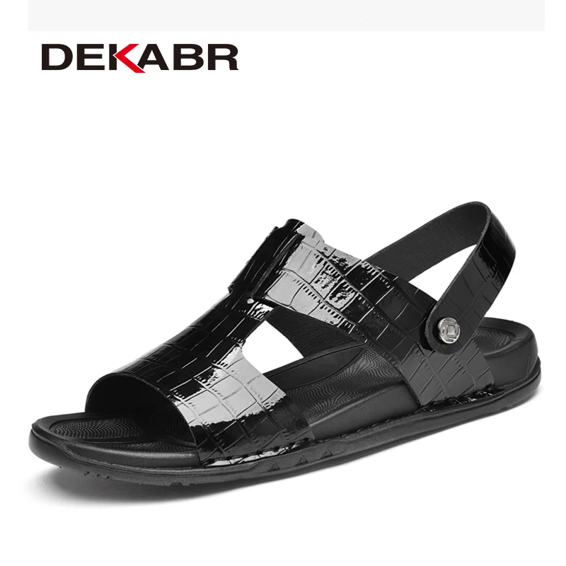 

DEKABR мужские кожаные сандалии из натуральной крокодиловой кожи с регулируемой поддержкой свода стопы, нескользящая подошва для путешествий, офиса, летнего комфорта