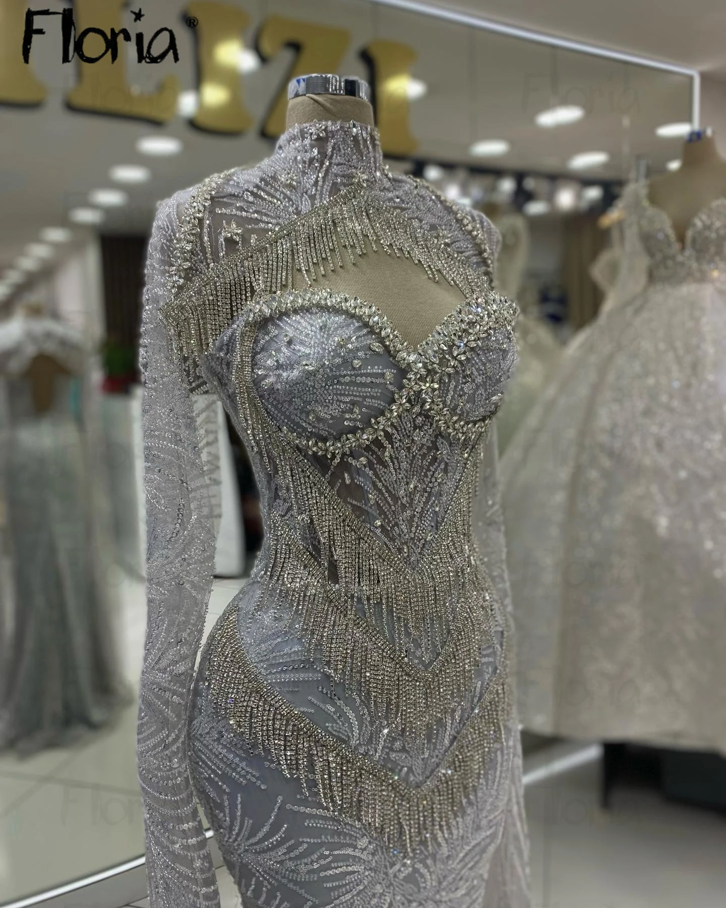 Vestidos plateados De lujo con lentejuelas para mujer, Vestidos De Noche con manga De capa, Vestidos De sirena De Arabia Saudita, Vestidos De Noche De boda personalizados