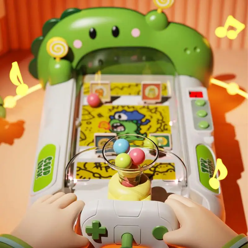 

Mini Pinball Games For Kids Cartoon Animal Arcade Machine With Colorful Light Horse/Dinosaur Design Educational Interactive Toys