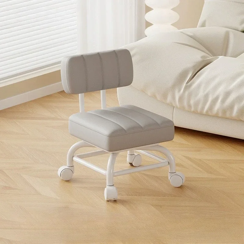 Small Stool Backrest Universal Wheel Soft Stool Children's Sofa Coffee Table Small Chair Pulley Low Stool Portable Stool image 3