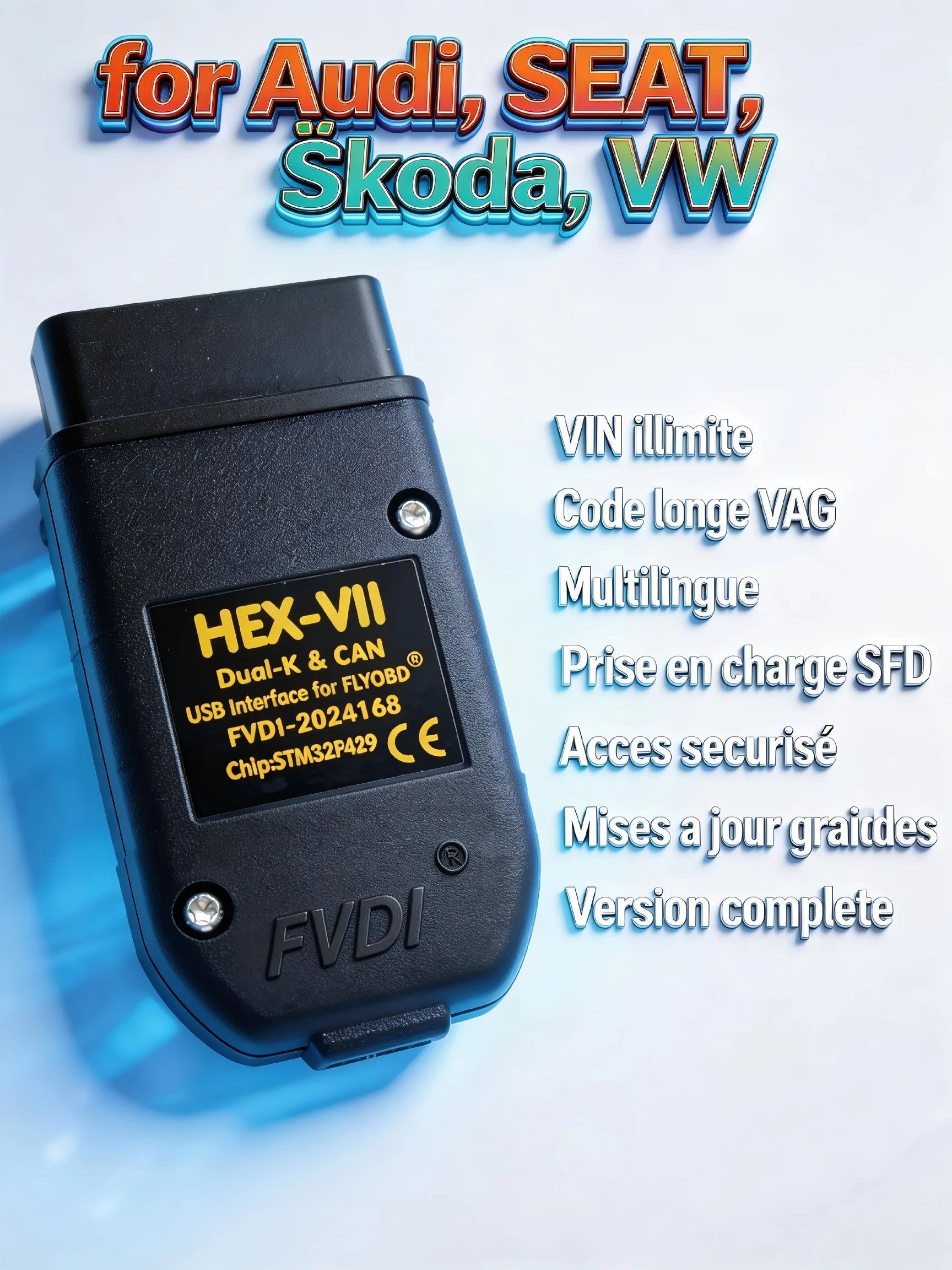 

VCDSCAN Auto Diagnostic Tool with Free Updates Unlimited VINs VAG Coding Support for VW Audi Skoda Seat - COM HEX Real V2 STM32F
