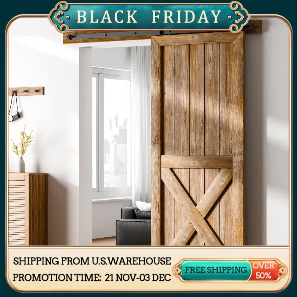 Sliding Barn Door Hardware Kit for Single Easy To Install Smoothly and Quietly Barn Door Track Fit 48 Wide 2 Thickness Wide Door