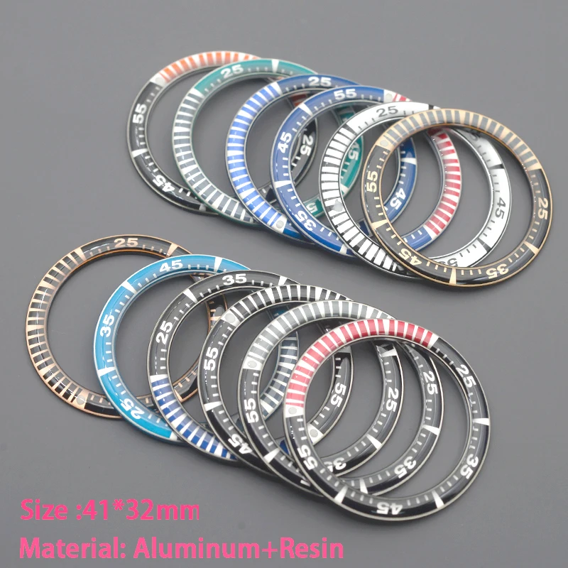 41*32mm Aluminum Resin Watch Bezel Insert Fit Samurai Black Series PROSPEX SRPB55K1 Watch Case For Men's Watch Repair Parts