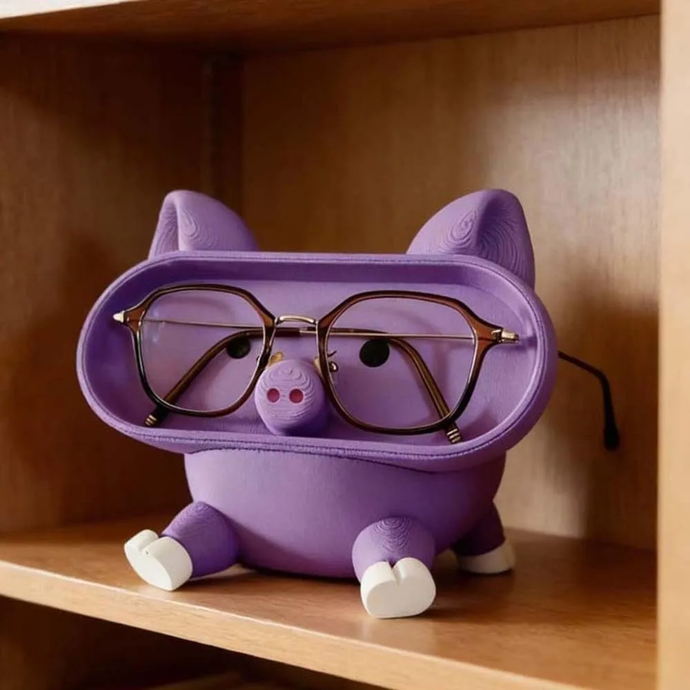 Portable Pink Piggy Glasses Case Large Capacity PLA Phone and Eyeglass Holder Washable Multi-functional Eyewears Storage Box