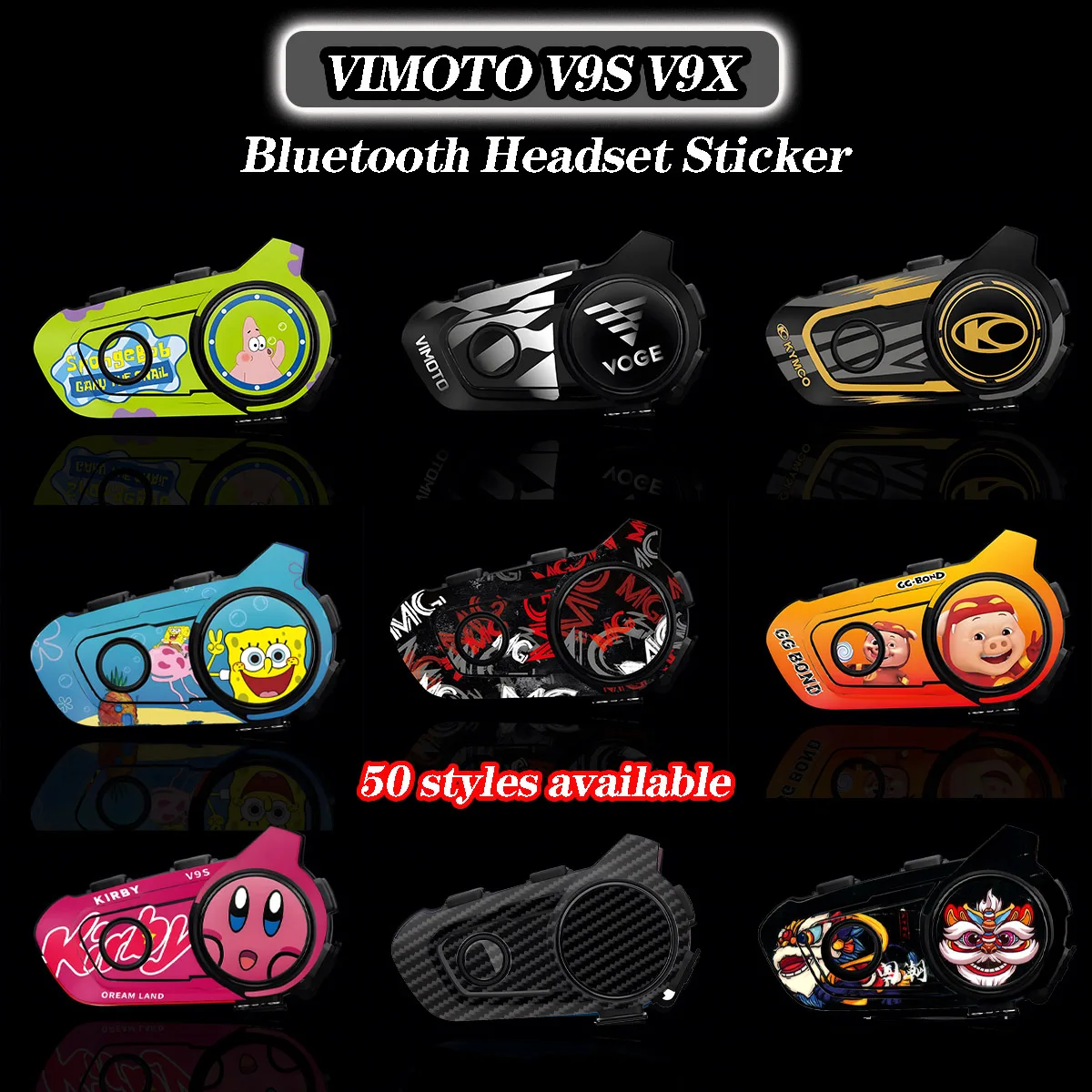 For VIMOTO V9S V9X Bluetooth Headset Shell Colorful Decorative Stickers High Quality Waterproof Material Decals