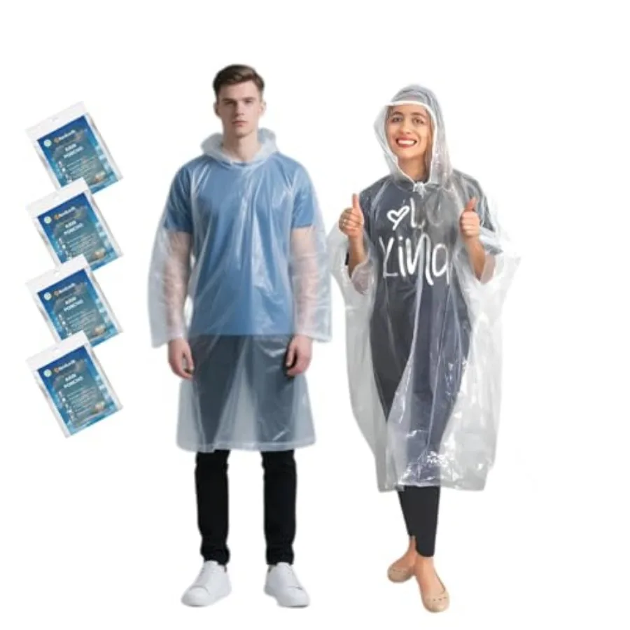 

Emergency Disposable Rain Ponchos Family Pack, Rainwear for Adults and Kid-Portable for School Trips and Outdoor Events