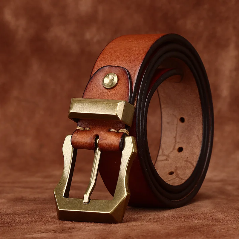 

Rugged, domineering, trendy, individual, retro, thickened, glossy, first layer cowhide, genuine leather, men's belt, tough guy,
